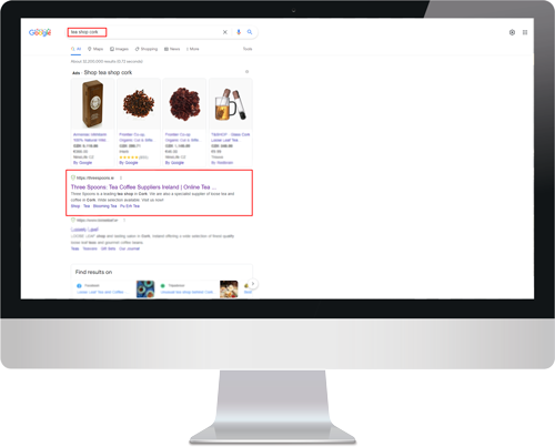 website in screen