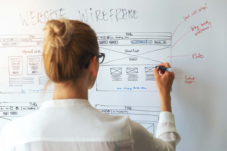 Web designer draving a wireframes