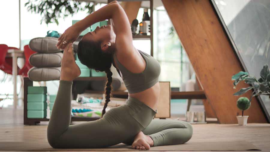 Woman training yoga